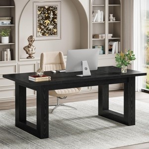 Tribesigns 63-Inch Executive Computer Desk, Industrial Writing Table with Solid Wooden Base for Home Office - 1 of 4