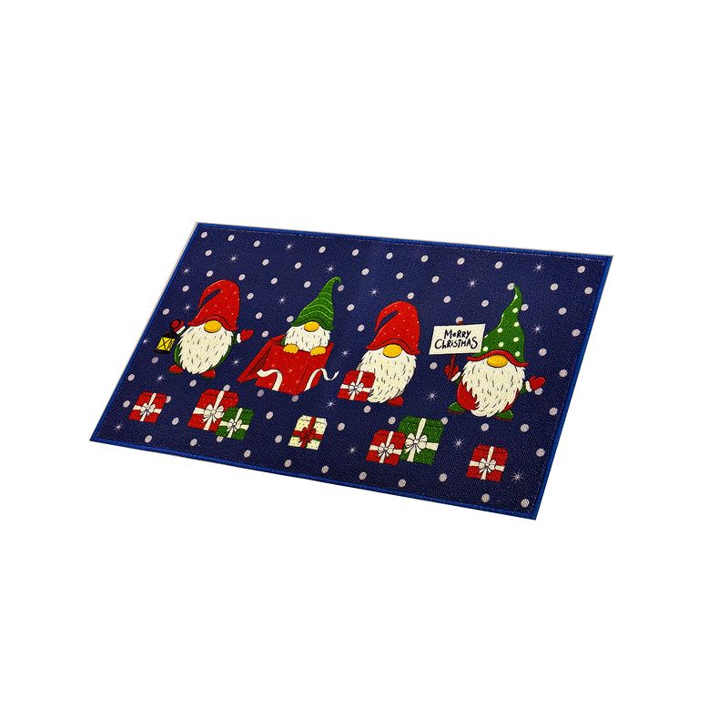 RT Designers Collection Christmas Gnomes Premium and Luxurious Indoor Kitchen Rug 18" x 30" Blue, 1 of 5
