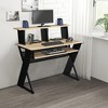 Gulches Natural & Black Music Desk with Cord Management ¨C Built-in Keyboard Tray, Hutch & Earphone Rack for Musicians/Composers - 3 of 4