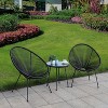 Sassio 3pc Hand-Woven Conversation Patio Set - Black - DUKAP: Outdoor Furniture, Steel Frame, No Cushion - 2 of 4