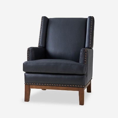 Pedro Genuine Leather Arm Chair with Solid Wood Frame and Removable Seat Cushion|ARTFUL LIVING DESIGN