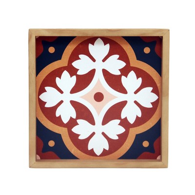 VIP Wood 9.5 in. Red Textile Pattern Art Print Frame