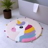 HomeRoots 32" Pink And Yellow Cotton Unicorns Round Youthful Bath Rug - 2 of 4