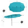 Tangkula 15FT Twin Patio Double-Sided Umbrella 48 Solar LED Lights Crank Outdoor Turquoise - 4 of 4