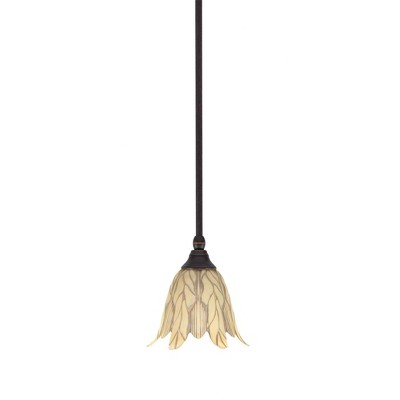 Toltec Lighting Any 1 - Light Pendant in  Dark Granite with 7" Vanilla Leaf Shade