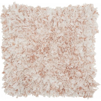 HomeRoots 17" Blush and Ivory Cotton Blend Throw Pillow