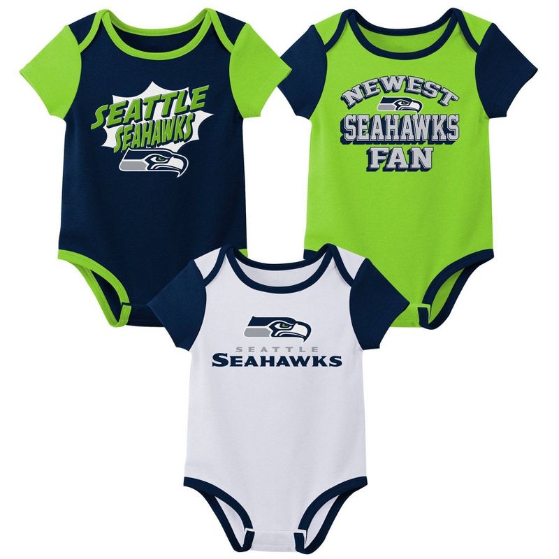 NFL Seattle Seahawks Infant Boys&#39; 3pk Bodysuit, 1 of 5