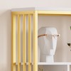 62" Gold 4-Tier Bookshelf with 3 Drawers & Door, White Gold Metal Bookcase Display Storage Cabinet for Living Room & Office - 3 of 4
