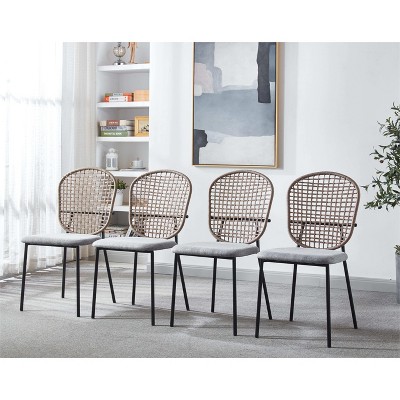 VYNXARIA Black & Gray Sennit Chairs - Set of 4 Dining & Coffee Chairs