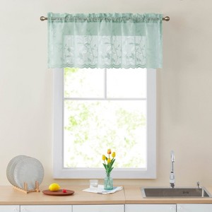 HLC.ME Joyce Lace Sheer Kitchen Curtain Valance Topper - Rod Pocket for Small Windows, Bathroom & Kitchen - 54 W x 18 L - 1 of 3
