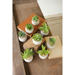 Small Faux Succulents with Round Cement Pots – 2.25" Modern Decorative Greenery, Set of Eight by Kalalou - 1 of 3