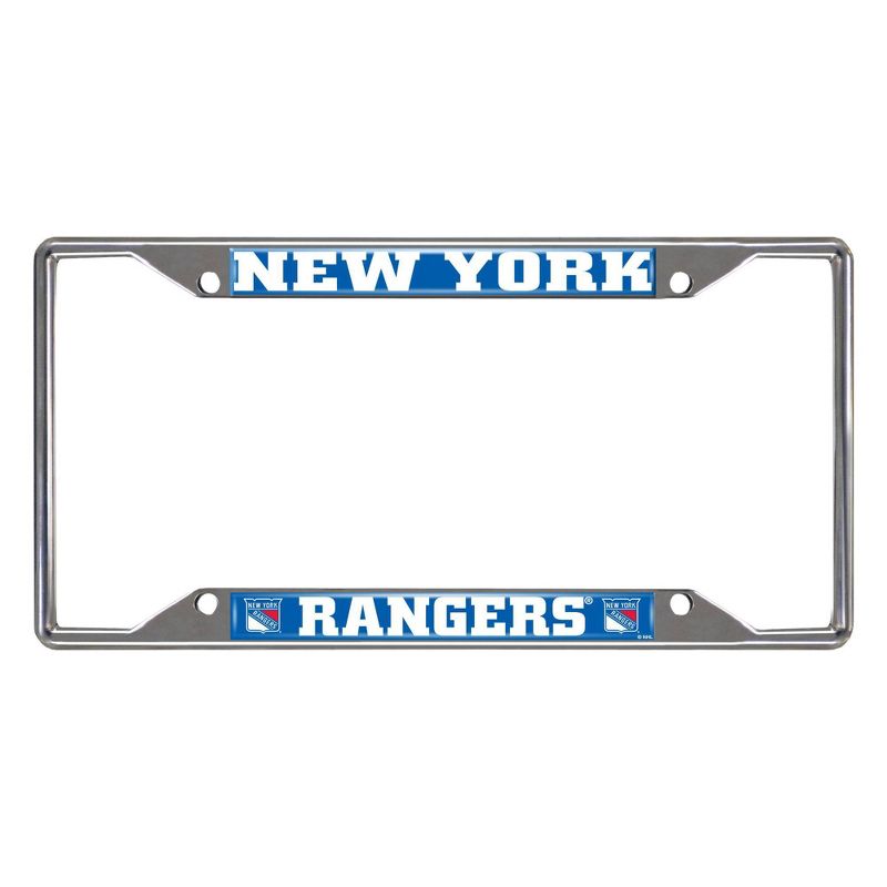 NHL New York Rangers Durable Chrome Metal License Plate Frame, Vibrant Team Colors, Secure Fit, 1 of 4