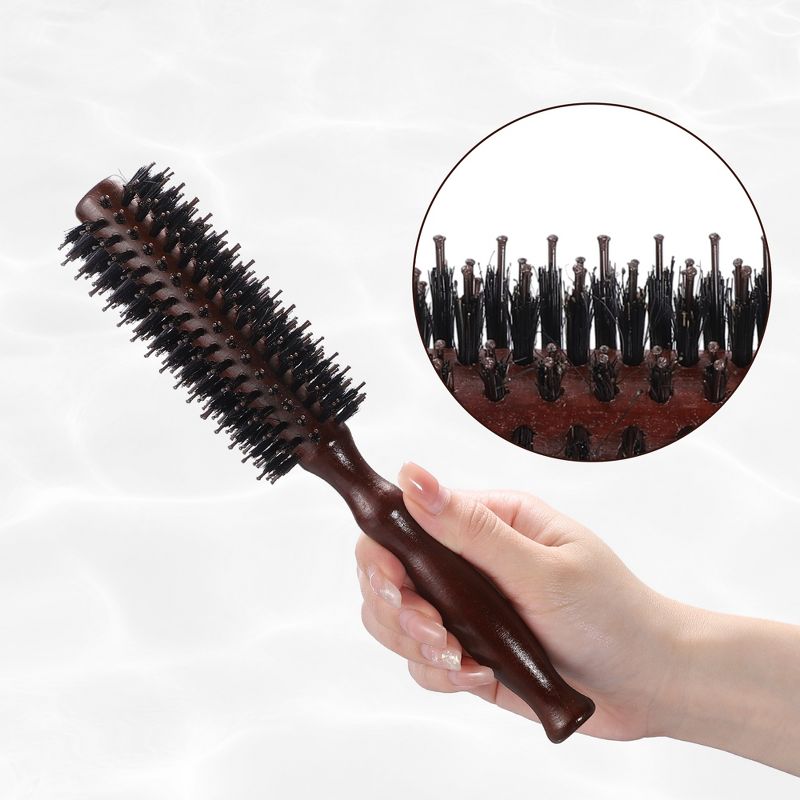 Unique Bargains Nylon Bristle Round Curling Hair Ruled Comb Brown, 4 of 7