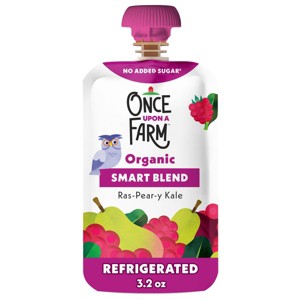 Once Upon a Farm Smart Blend Ras-Pear-y Kale Organic Snack Pouch - 3.2oz - 1 of 4