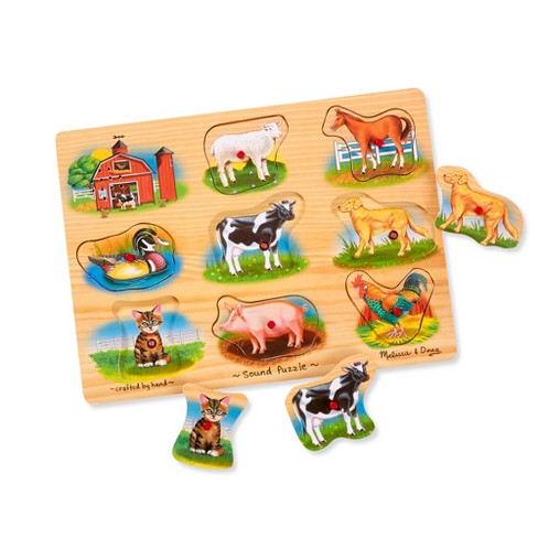 Melissa And Doug Farm Wooden Peg Sound Puzzle 8pc : Target