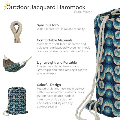 Retro Waves Polyester and Cotton Double Hammock for Two