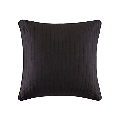 Euro Camila Quilted Sham Black: Ink+Ivy Cotton Percale, Zipper Closure, Machine Washable, 200 Thread Count