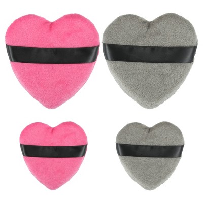 Unique Bargains Soft Heart Shape Puff Loose Powder Blender Beauty Makeup Tool Short Plush 4 Pcs