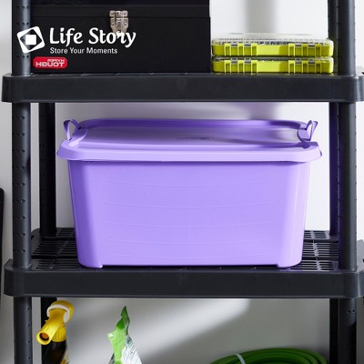 55 Quart Purple Stackable Plastic Storage Box with Lids