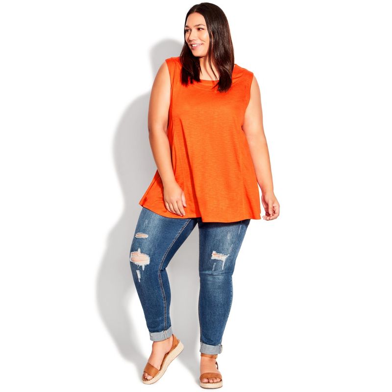 Women's Plus Size Fit N Flare Tank - orange | AVENUE, 2 of 7