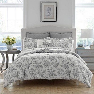 King Gray Cotton Reversible Comforter Set with Shams