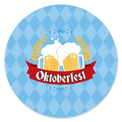 Big Dot of Happiness Oktoberfest - Beer Festival Circle Sticker Labels - 24 Count