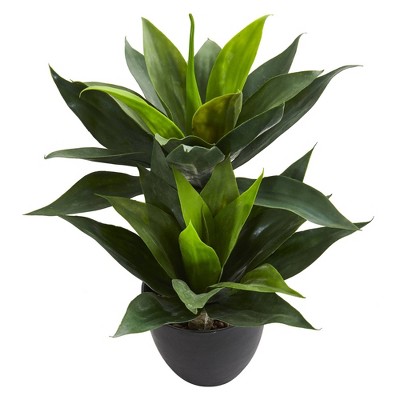 23" Green Silk Outdoor Potted Arrangement with Lights