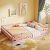 Costway Queen Size Floor Bed with Full Length Safety Guardrails & Door for Boys, Girls Pink/Gray/Natural/Icy Aqua/White/Mint Sky - 4 of 4