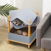 Costway 2-Tier Wooden Cat House Modern Cat Tree w/ Storage Space Small Pet Furniture for Indoor Kittens - 3 of 4