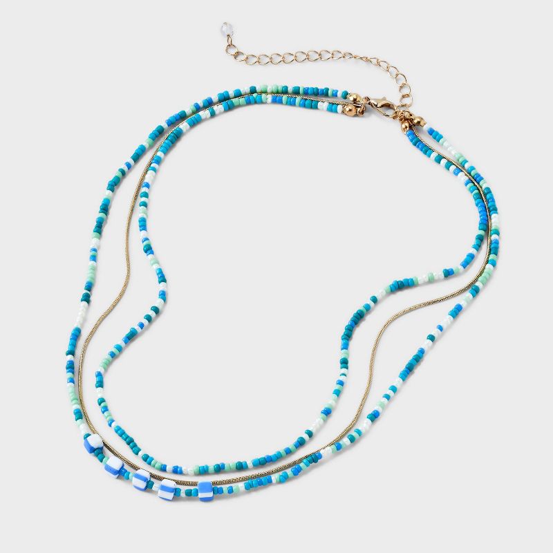 Mini Beaded and Disc Charm Layer Necklace - Universal Thread&#8482; Blue, 4 of 6