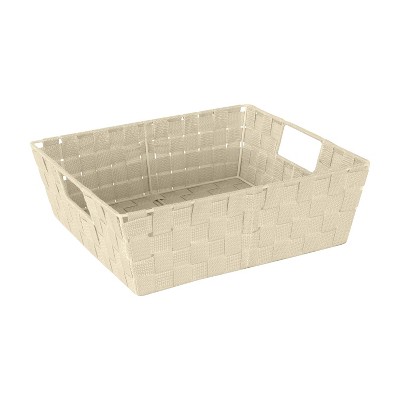  Simplify Large 13" Woven Strap Storage Bin Ivory 