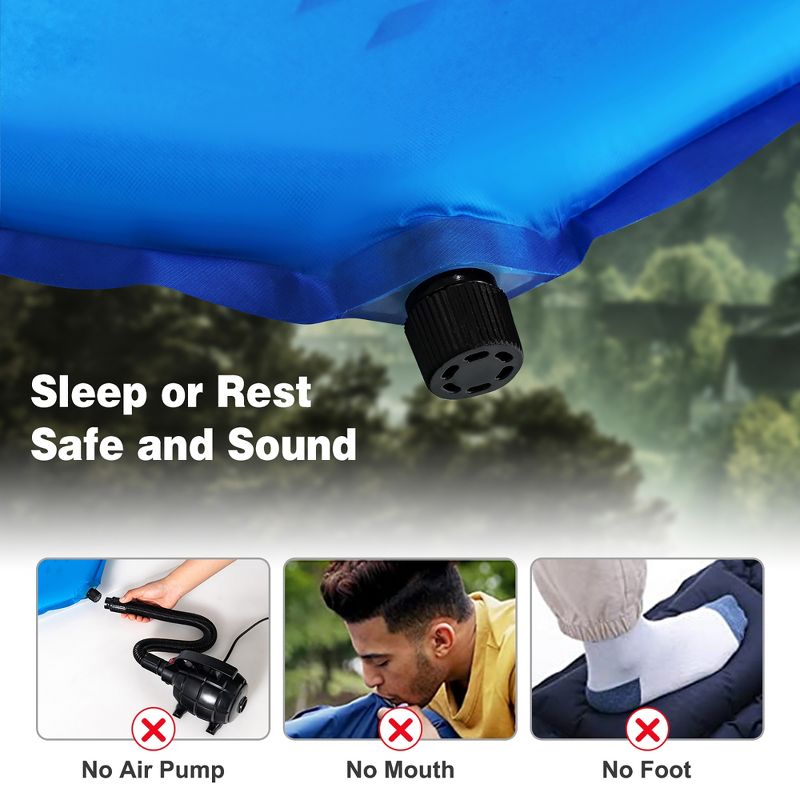 Costway Inflatable Sleeping Pad, Self Inflating Camping Mattress w/Carrying Bag Green\Blue, 5 of 11