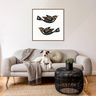 Ani Del Sol Migration Folk Birds Bronze Floater Frame Canvas Art Print
