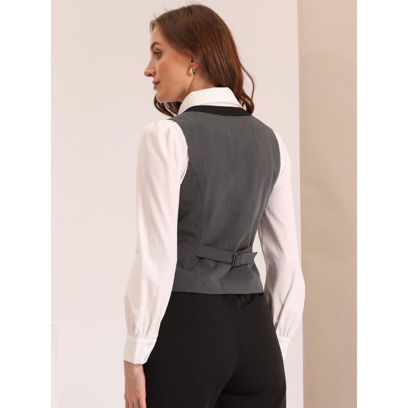 Allegra K Women's Office V Neck Contrast Trim Classic Waistcoat Vest, 3 of 7
