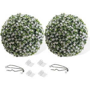 Artificial Topiary Balls 2PCS, Flower Topiary Ball Decorative Balls for Outdoor and Indoor - 1 of 4