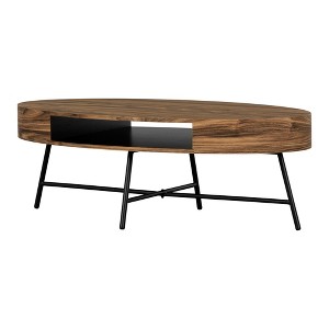 Mezzy Coffee Table Natural Acacia - South Shore: Modern Urban Style, Metal Legs, Open Shelf - 1 of 4