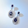 Ross-Simons 5.25 ct. t.w. Sapphire and 1.40 ct. t.w. White Topaz Teardrop Earrings in Sterling Silver - 3 of 4