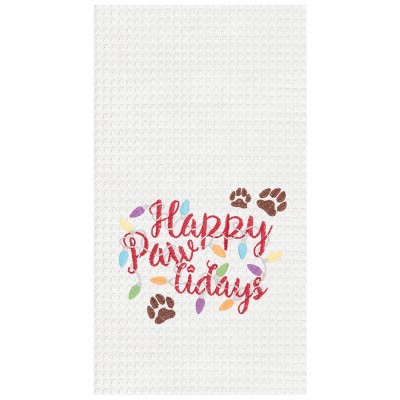 C&F Home Happy Pawlidays Waffle Weave Cotton Kitchen Towel