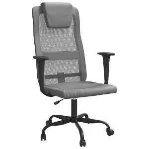 vidaXL Gray Office Chair - Breathable Mesh Fabric and Faux Leather, Adjustable Height with 360-Degree Swivel, Rolling Castors - 1 of 4