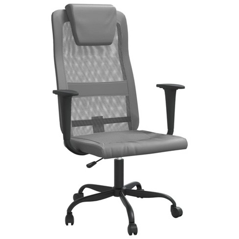 Vidaxl Gray Office Chair - Breathable Mesh Fabric And Faux Leather ...