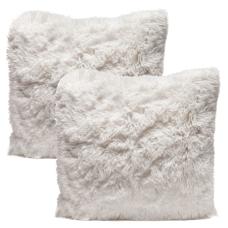 Chanasya 3-Piece Set Solid Longfur Throw Blanket & Pillow Cover, 3 of 8