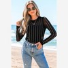 Amaryllis Women’s Sheer Mesh Rhinestone Embellished Long Sleeve Fitted Top Lightweight Sparkling - 4 of 4