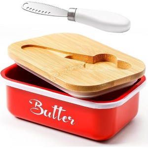 Metal Butter Dish with Lid and Stainless Steel Butter Knife, Double Silicone Seal for Freshness, Durable, Easy to Clean - 1 of 4