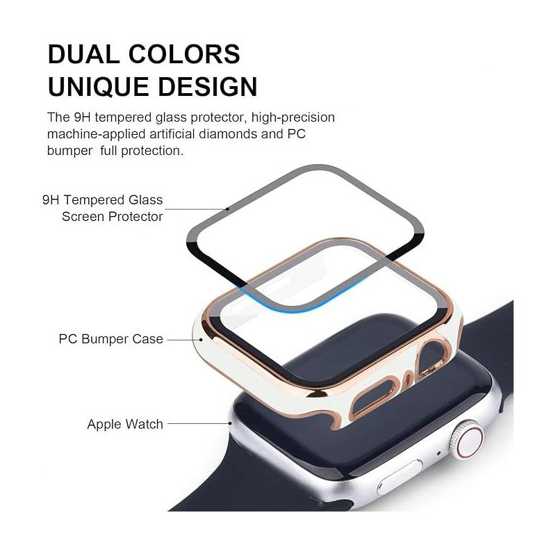 Worryfree Gadgets Bumper Case with Screen Protector for Apple Watch 38mm, White/Silver, 5 of 8