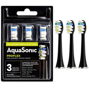 AquaSonic ProFlex Electric Toothbrush Replacement Brush Heads - 3 Pack - 1 of 4