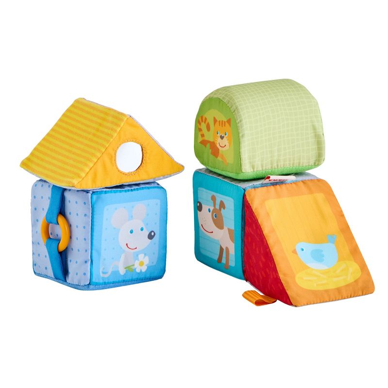 HABA Animal Discovery Cubes - 5 Soft Baby Blocks in Geometric Shapes, 3 of 8