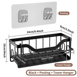 LunaLulinlk Space-Saving Kitchen Sink Rack - Wall-Mounted Dish Cloth & Sponge Holder (Black) - 1 of 4