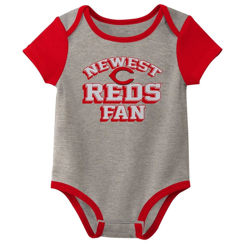 MLB Cincinnati Reds Infant Boys&#39; 3pk Bodysuit, 3 of 5