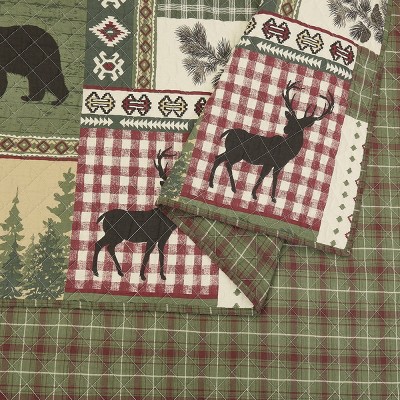 Rustic Twin Black Cotton Reversible Quilt Set