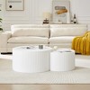 White Nesting table set of 2, Handcraft Relief MDF Coffee Table for Living Room/Office/Leisure Area - 2 of 4